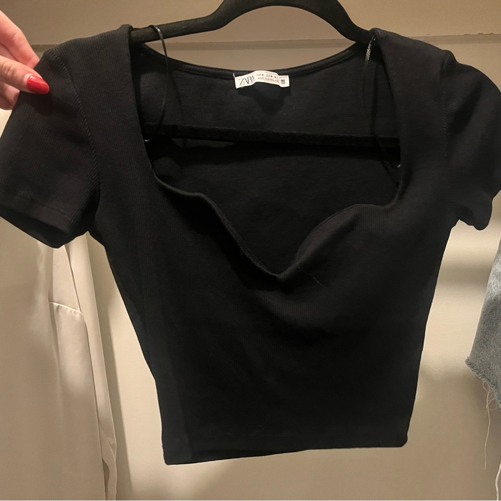 Zara black crop top size M